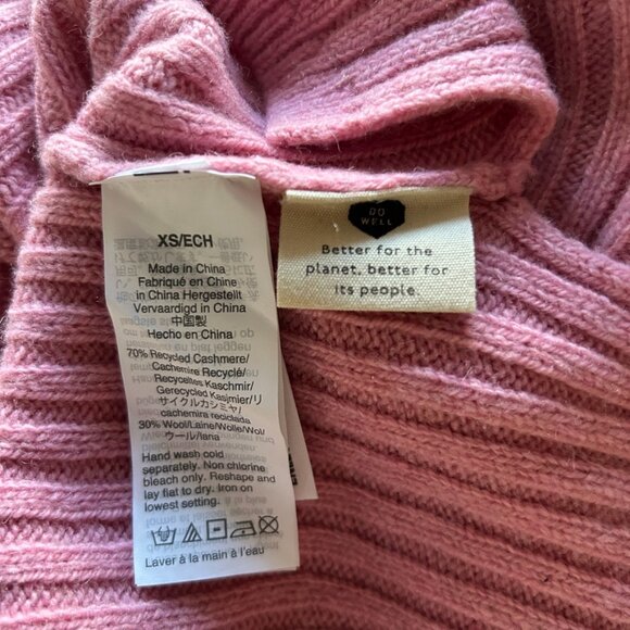 MADEWELL Recycled Cashmere Merino Wool Ribbed Mockneck Sweater Top Sz XS ~ NWOT - Picture 6 of 6